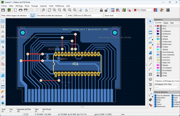 le circuit de la cartouche MEMO7 pour Thomson TO7