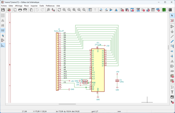 le schema de la cartouche MEMO7 pour Thomson TO7